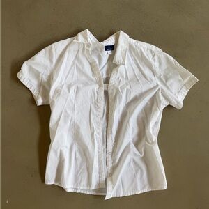 y2k White Short Sleeve Button-Up Shirt